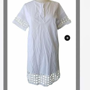 ZARA white cotton dress with eyelet cutouts M